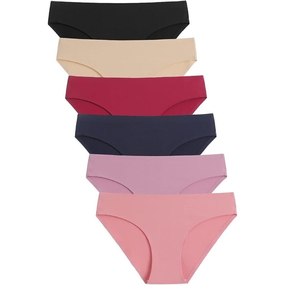 🆕Women's Black Seamless Underwear Stretch Bikini Panties Silky Hipster 6 Pack